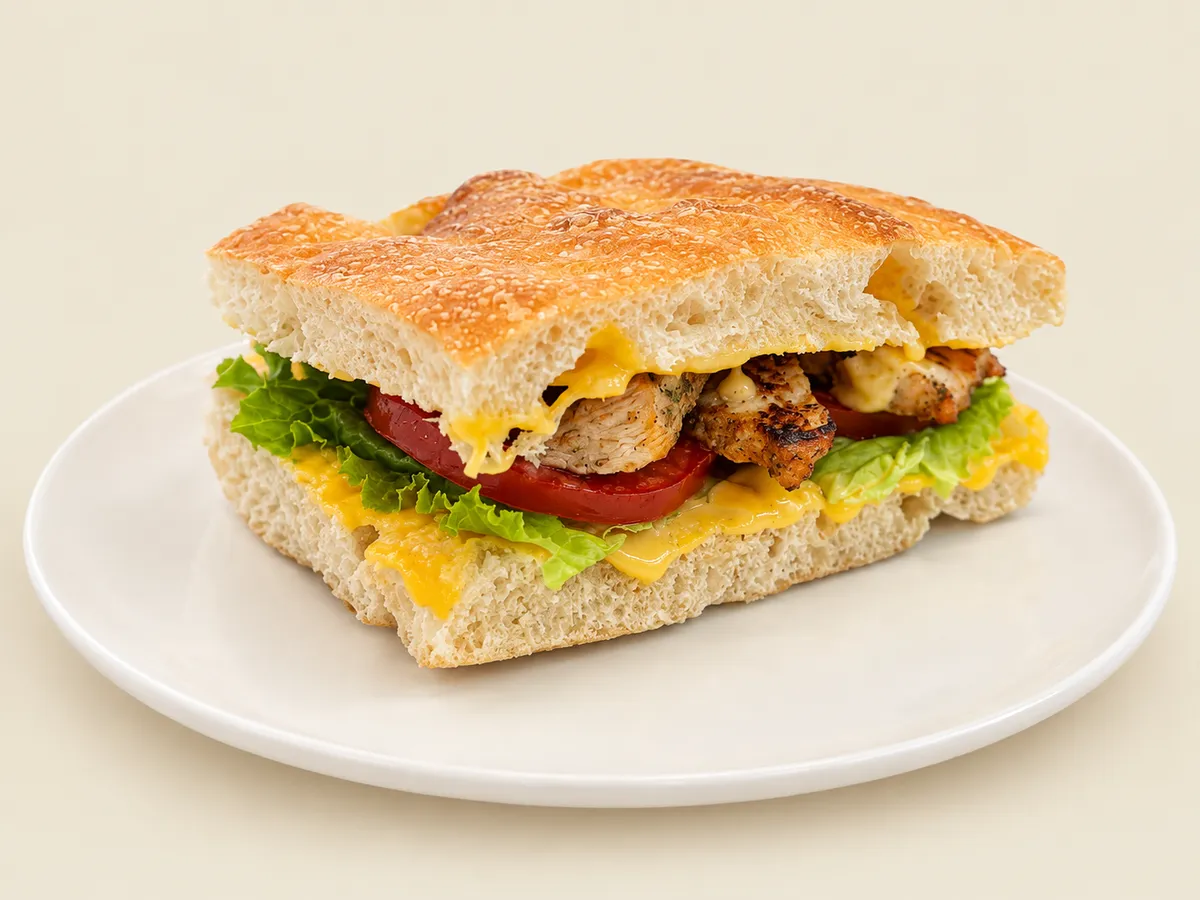 Sandwich în Focaccia cu Piept de Pui